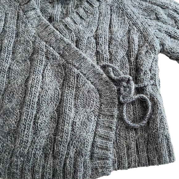 Elephantito Baby Blue Cable Knit Rabbit Hair Wrap Sweater size 3 months - Picture 3 of 9